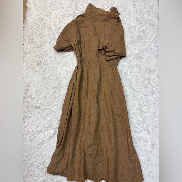 Banana Republic Cinched Waist Tan Midi Dress - Picture 3 of 4